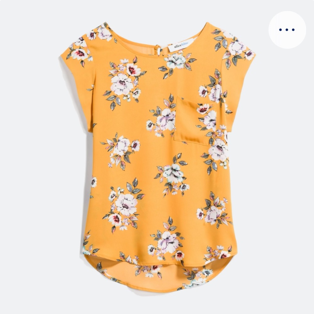 Alice Blue Bushnell One Pocket Floral Yellow Top S